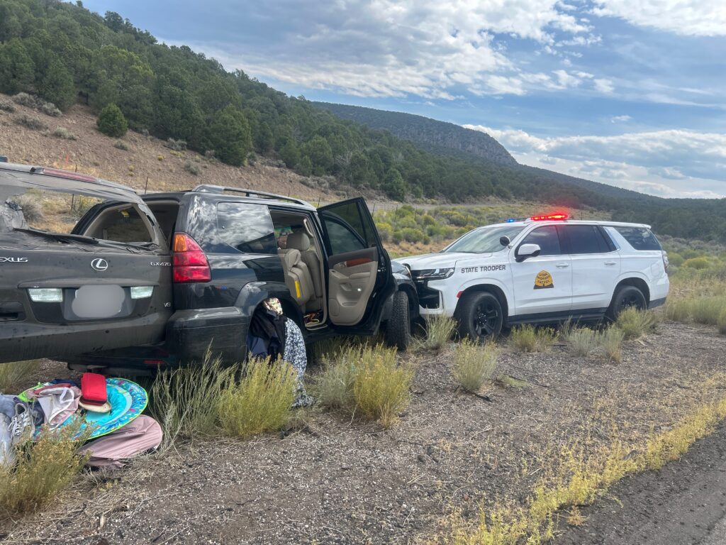 Utah Highway Patrol vehicle pins stolen Lexus SUV